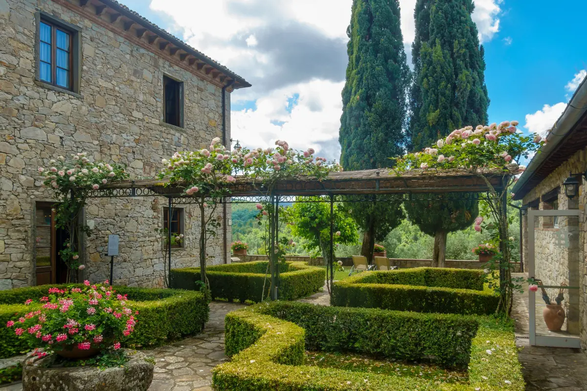 A villa and its formal gardens in the Veneto